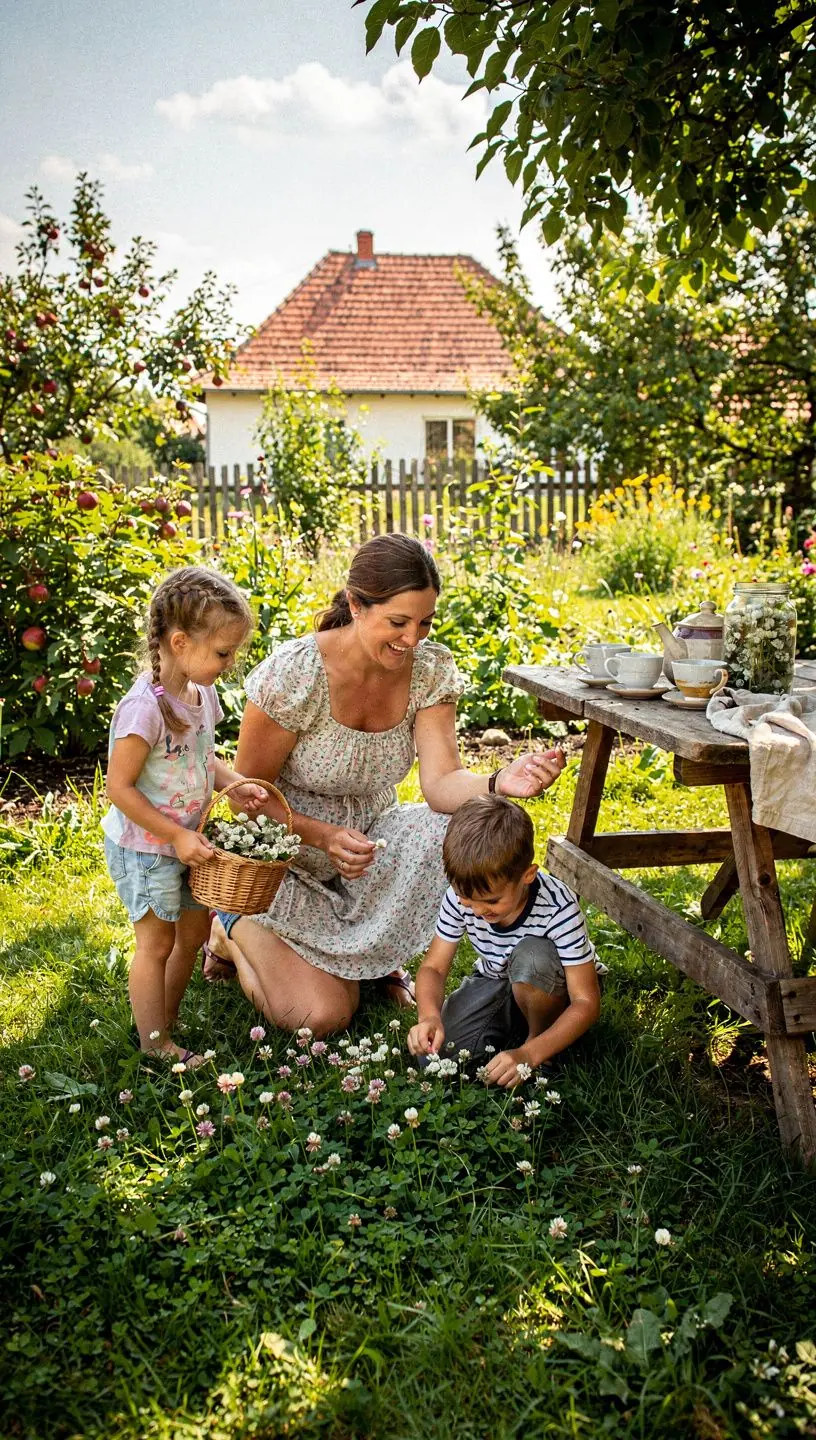 A lóhere virág tea gőzölgő csészéje, amelyből kellemes aromák áradnak.