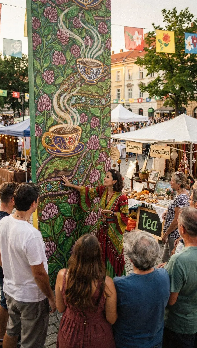 Frissítő clover virág tea, napfényes réten készült.