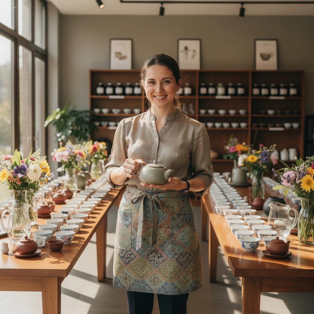 Édes méz illatú teáscsésze, mellette friss virágokkal díszítve.